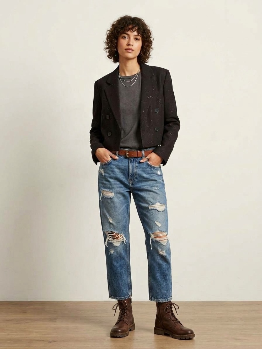 Scotch & Soda Cropped Speckled Blazer